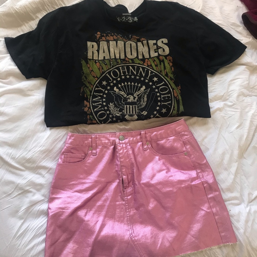 Metallic pink skirt